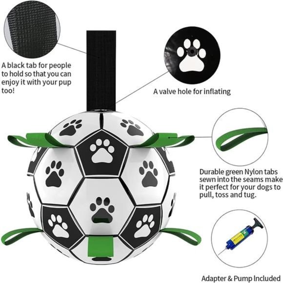 Dog Toys Soccer Ball with Straps, Interactive Dog Toys for Tug of War,Puppy Gift - Picture 5 of 6